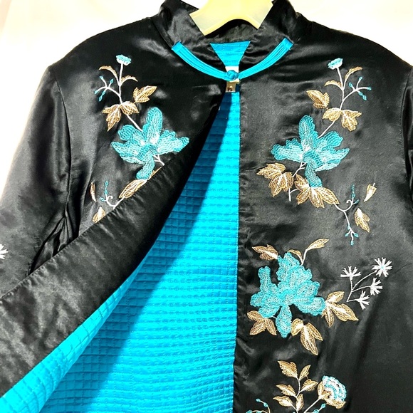 All SILK Vintage Pristine Jacket Embroidered Blazer Coat Smoking - Picture 2 of 12